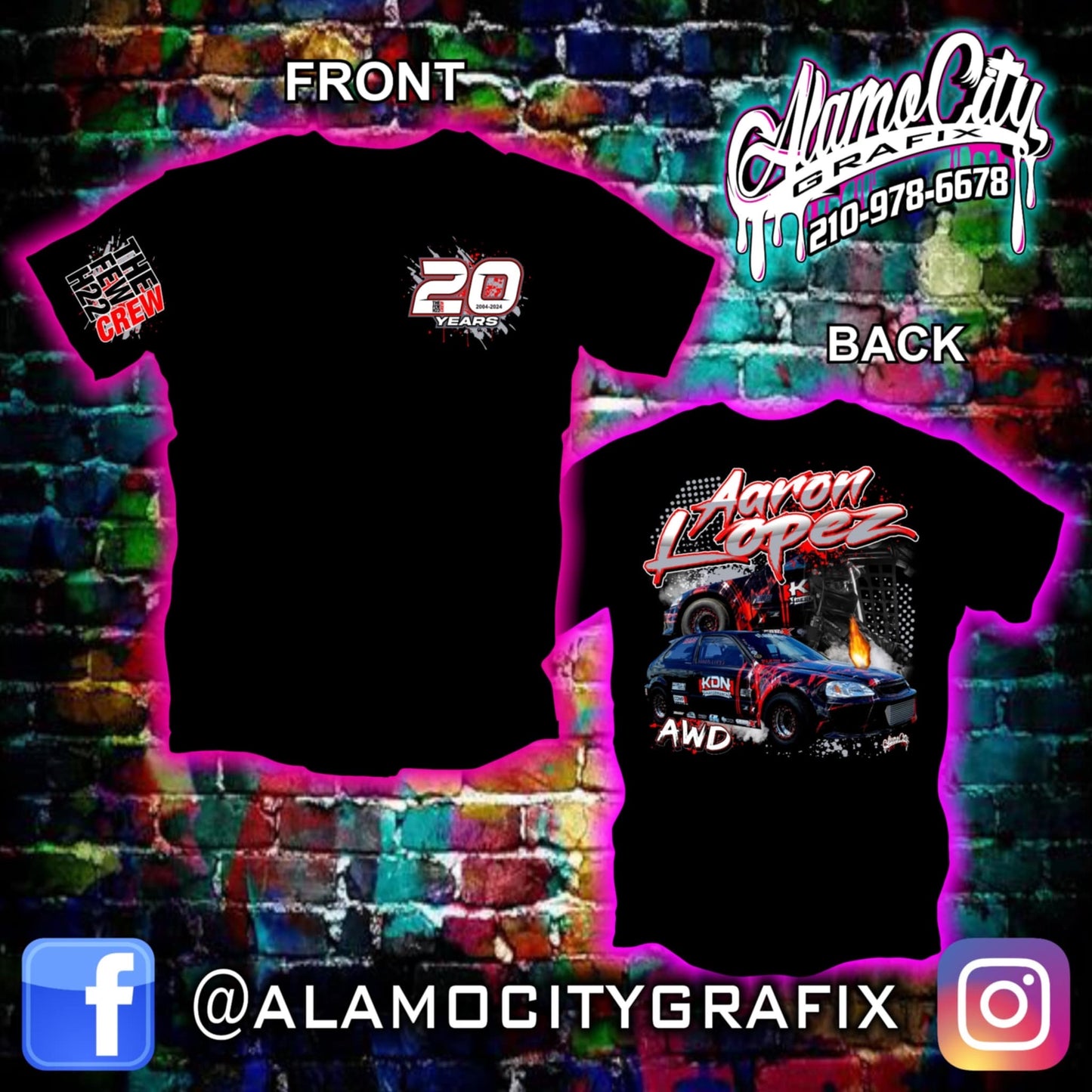 Aaron Lopez FewH22Crew 20 year Car Shirt