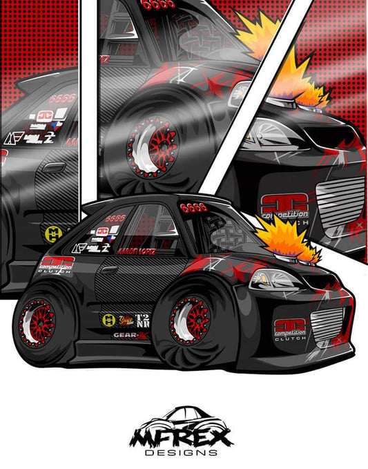 The Few H22 Crew Race Car Toon Sticker